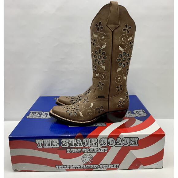 Odessa Sergal Woman's Cowboy Boots Pescaob Chestnut Ginger Size 10.5 - Picture 7 of 16